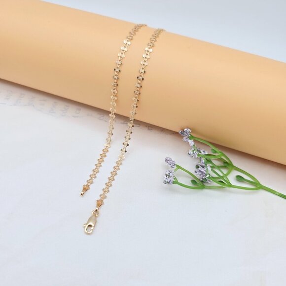 Rose Gold Plated Brass Necklace with Elegant Pattern – 17.7 Inches, XPNL0024 - Picture 10 of 12